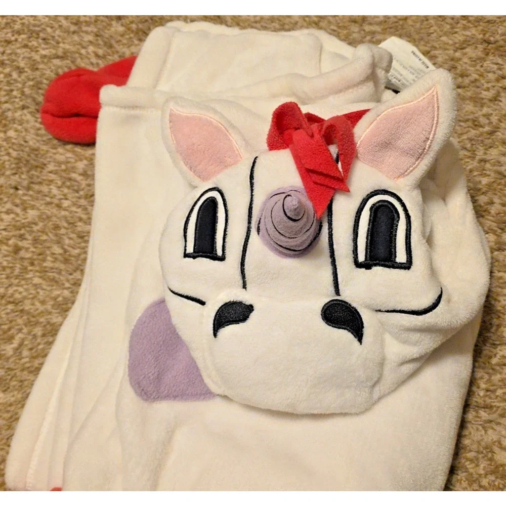 Cuddly Buddies Kids Toddler Hooded Bath Towel White Unicorn Plush Soft Cotton